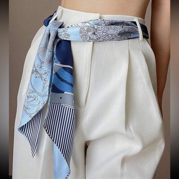 Anthropologie Accessories - Elegant Blue and White Scarf Belt S23